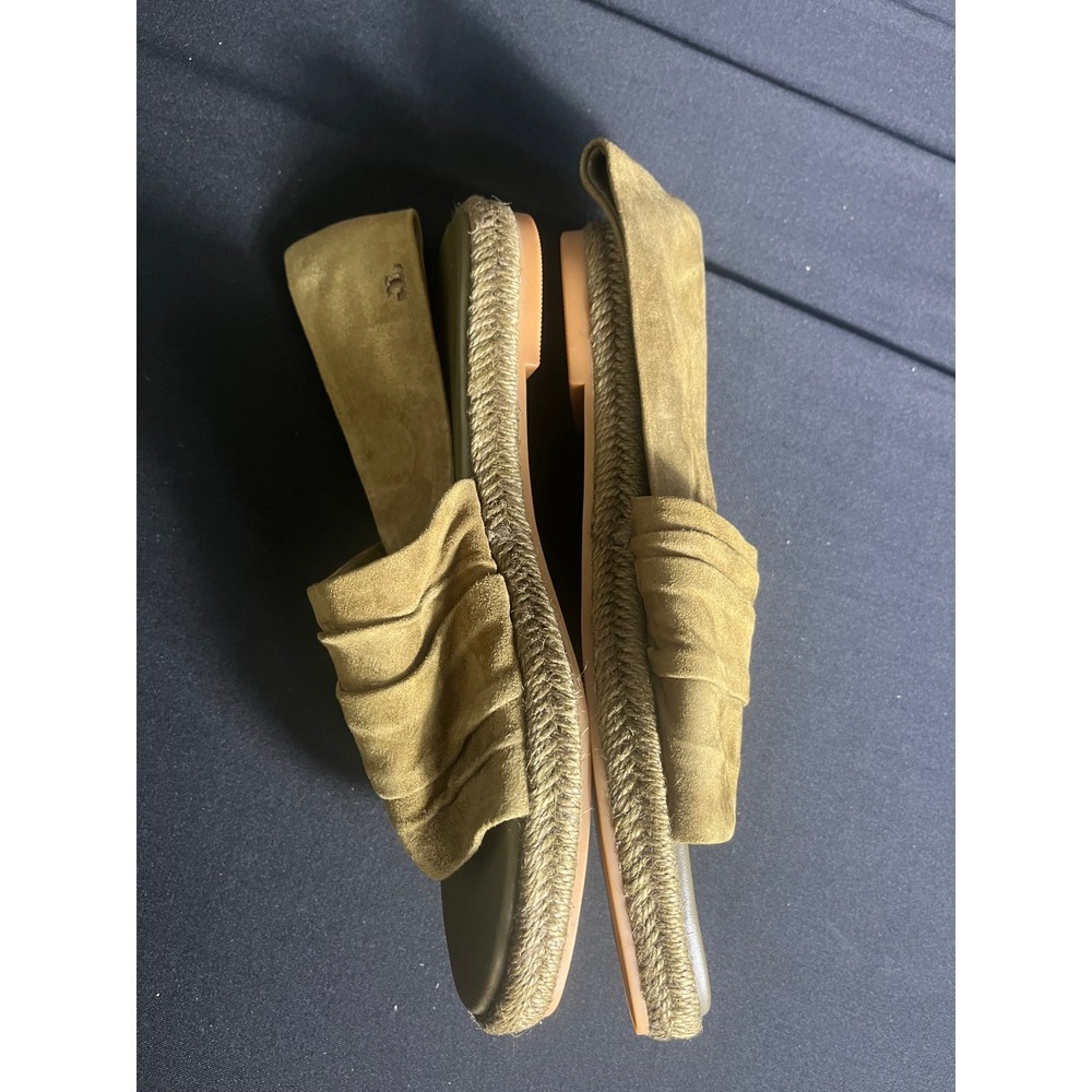 Tory Burch Olive Suede Ruched Slingback Sandals - Picture 2 of 5